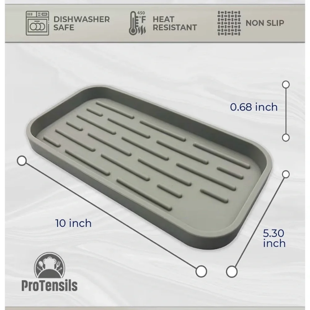 Gray Silicone Draining Mat Set of Two
